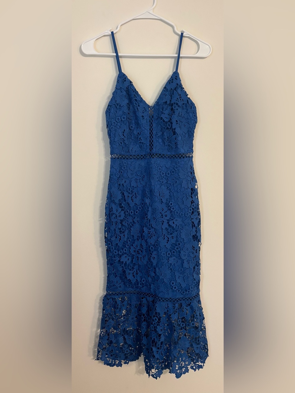Lulus Blue Lace Midi Dress Taliah